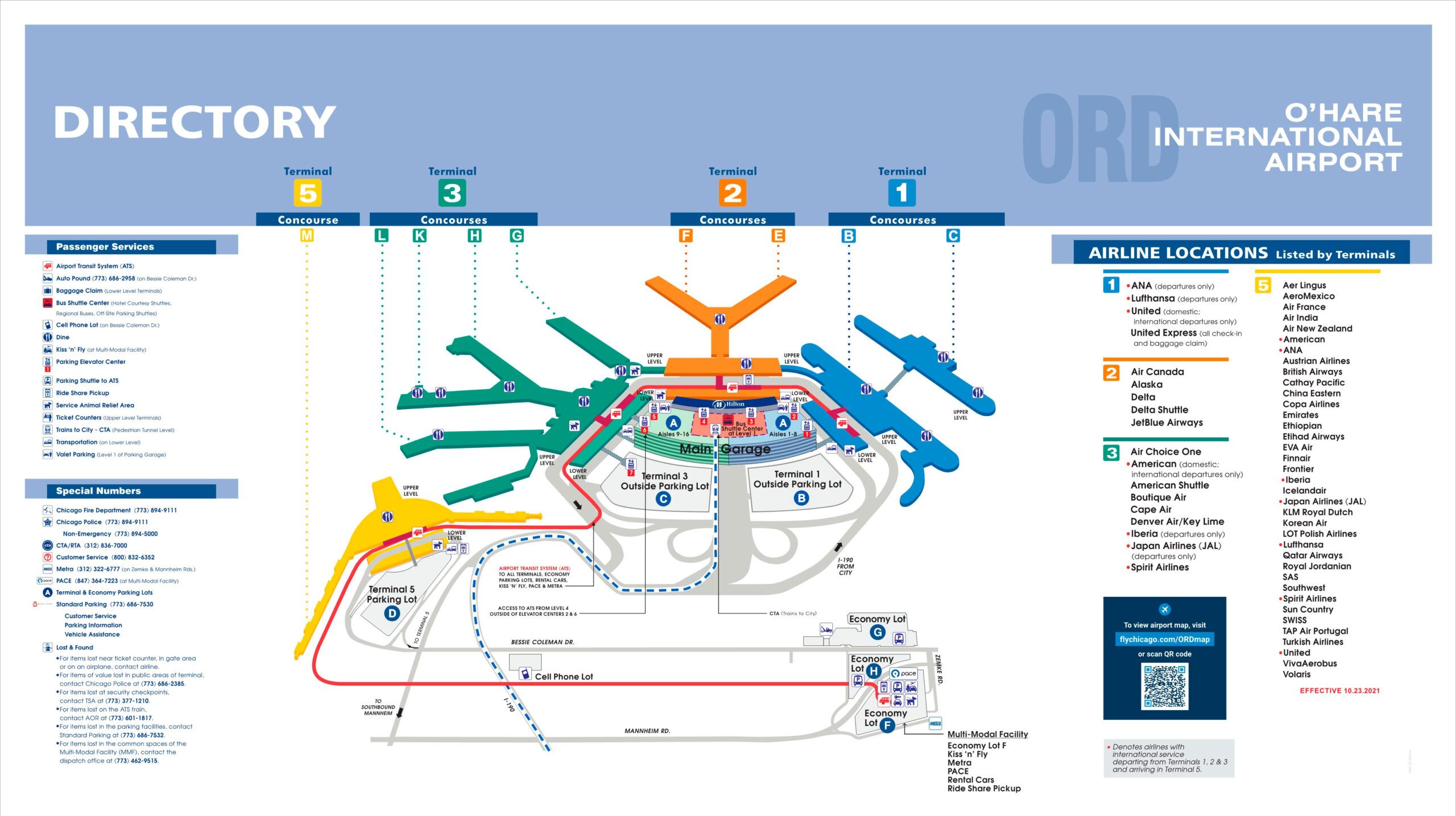 Full Terminal Map of Chicago International Airport
